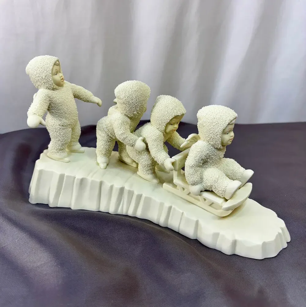 Dept 56 Snowbabies I'm Right Behind You Figurine Sculpture 68527 Original Box